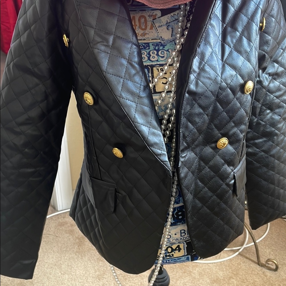 Black Quilted Blazer with Tailored Look